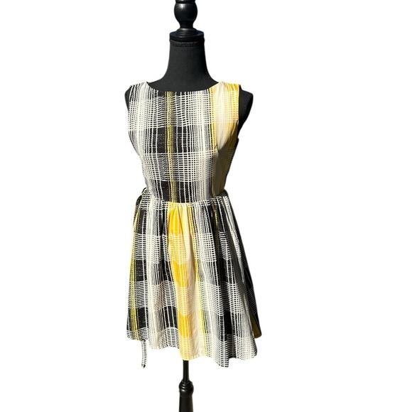 Banana Republic Size 0 yellow and black womens a line dress - Picture 3 of 9